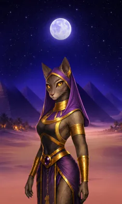 Slot-Cover mit Anubis-Gestalt unter dem Vollmond